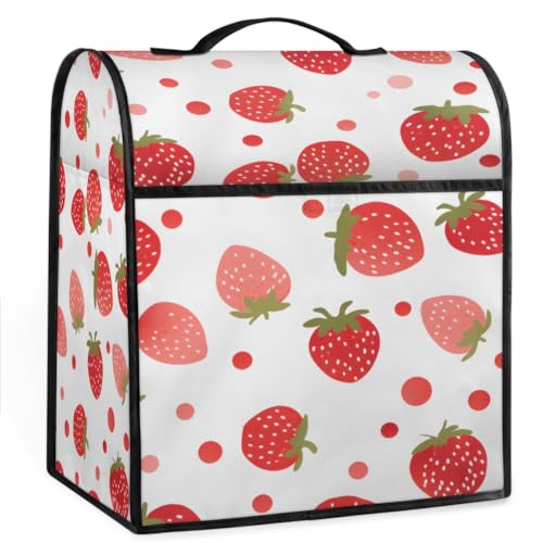 Coffee Maker Cover Cute Strawberry Kitchen Appliance Covers Small Appliance Covers Blender Cover Juicer Cover Dust Covers for Kitchen Appliances with Top Handle and Pockets,Washable,C802