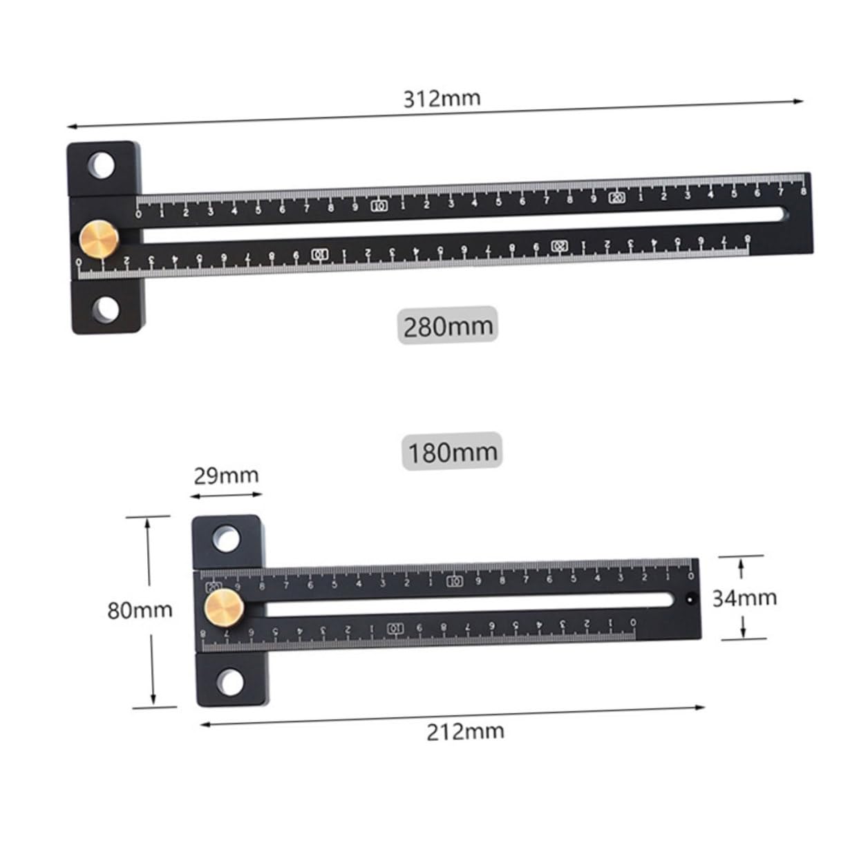 Yardenfun Easy Scribe Line Drawing Marking Gauge Scribing Ruler T Ruler Limit Marking Device Book Folding Ruler Tool Easy Sctibe Woodworking Scribe Incra Bevel T-Shaped Ruler