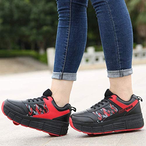 SHANGN Chaussure a roulettes Chaussures De Sport De Plein Air Chaussures De Skate Baskets De Gymnastique pour Garçons Filles,Red-34 EU Cover