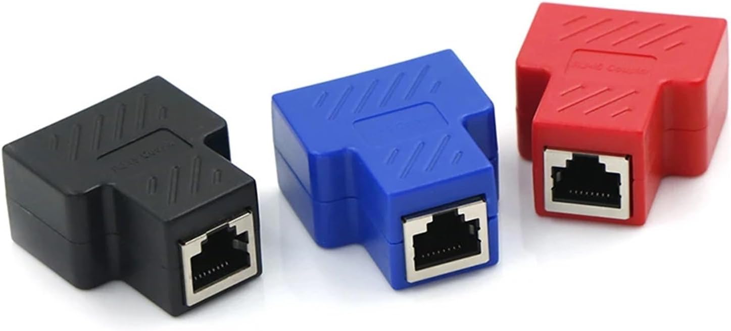 Splitter Adapter 1 to 2 Dual LAN Ethernet Socket Network Connections Splitter Adapter for PCB Board Welding Blue Black Red(Black)
