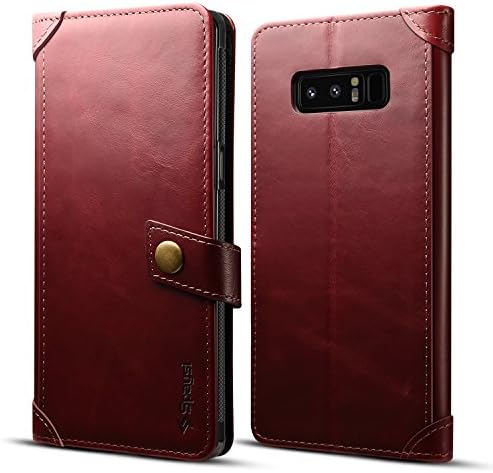 Spaysi Samsung Galaxy Note 8 Wallet Case Italian Genuine Leather Handmade Case for Note 8 Card Holder Case Slim Note 8 Flip Cover Case Book Style Galaxy Note 8 Folio Case Magnetic Closure (Wine)