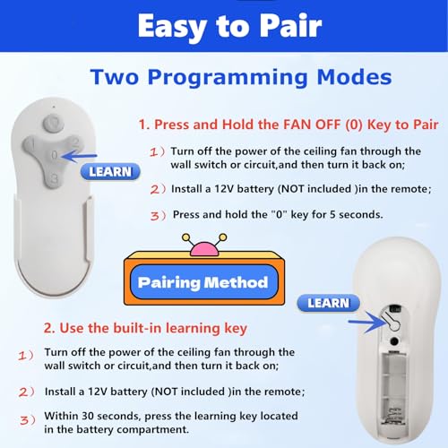 Image of Ceiling Fan Remote Control Kit for Harbor Breeze KUJCE10311 / KUJCE10712