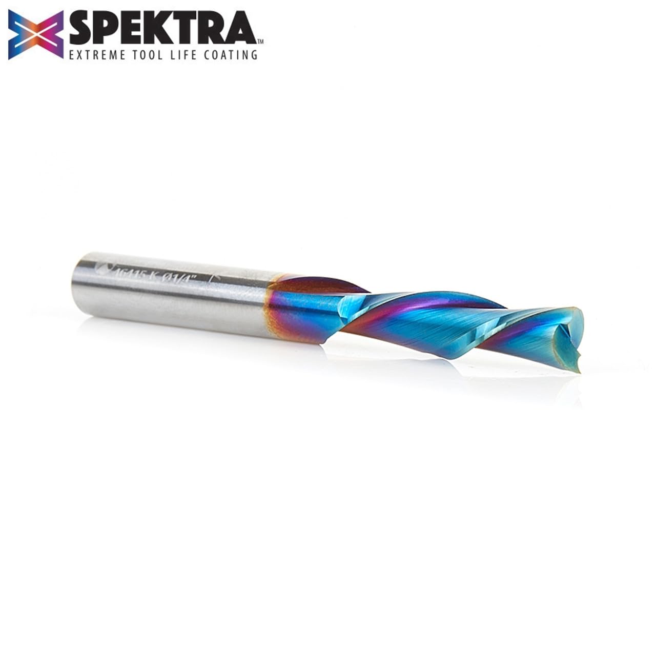 Amana Tool Solid Carbide Spektra Extreme Tool Life Spiral Plunge Router Bit Down-Cut, 46415-K, 1/4 Dia x 1 CH x 1/4 Shank 2-1/2 Inch L