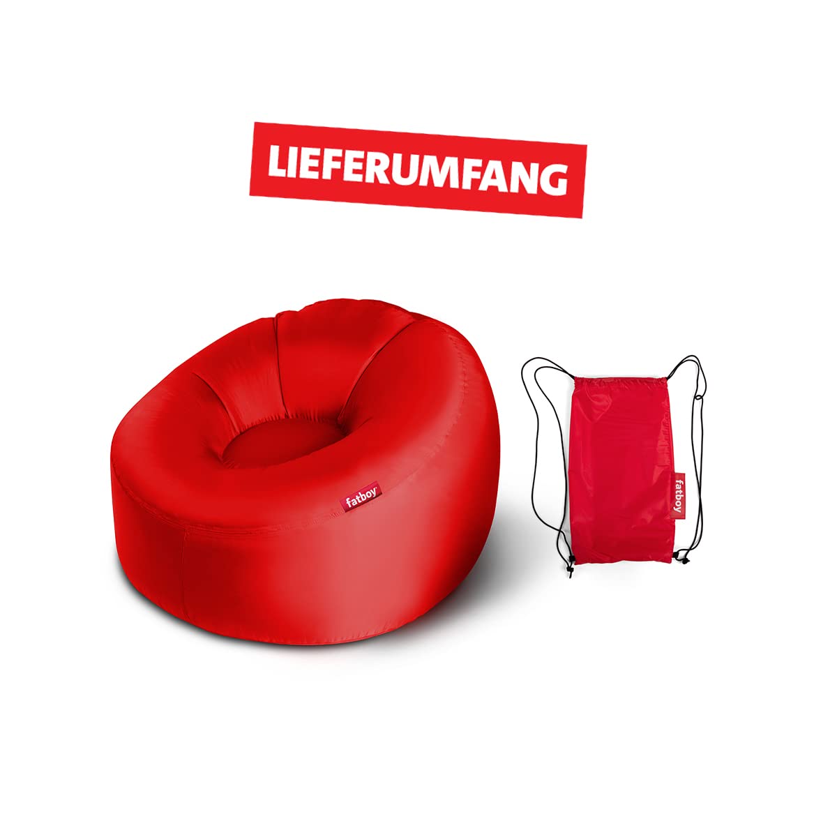 Fatboy® Blow Up Chair Lamzac O - Aufblasbares Sofa für Erwachsene & Kinder - Aufblasbares Sofa - Aufblasbarer Stuhl - 110 x 103 x 62 cm - Keine Pumpe erforderlich - Für drinnen und draußen, Rot
