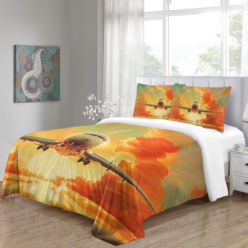 Avion de passagers housse de couette impression 3D microfibre de prestige super king - 5