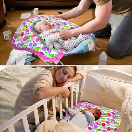 Image of VParents Cotton Crib Sheet for New Born Baby, Soft Cotton Godadi Set for Baby, Godari Bedding Set of 2, Pink & Purple, Chunky