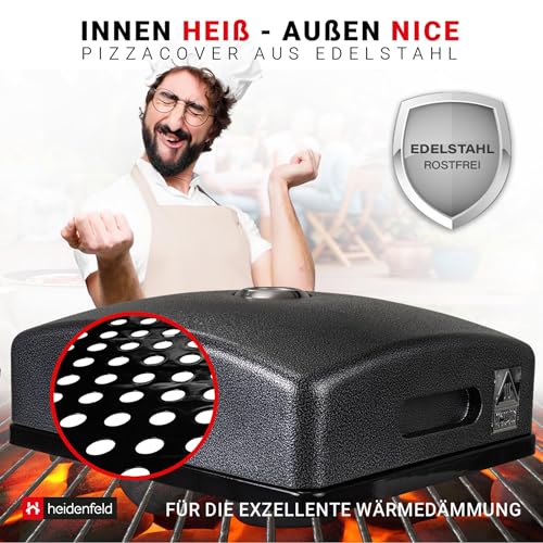 Pizzaaufsatz für Gasgrill Heidenfeld Bologna Edelstahl und Thermometer
