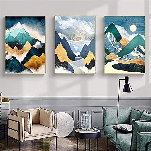 Montagne nordique toile peinture pour salon moderne et lumineux lot de 3
