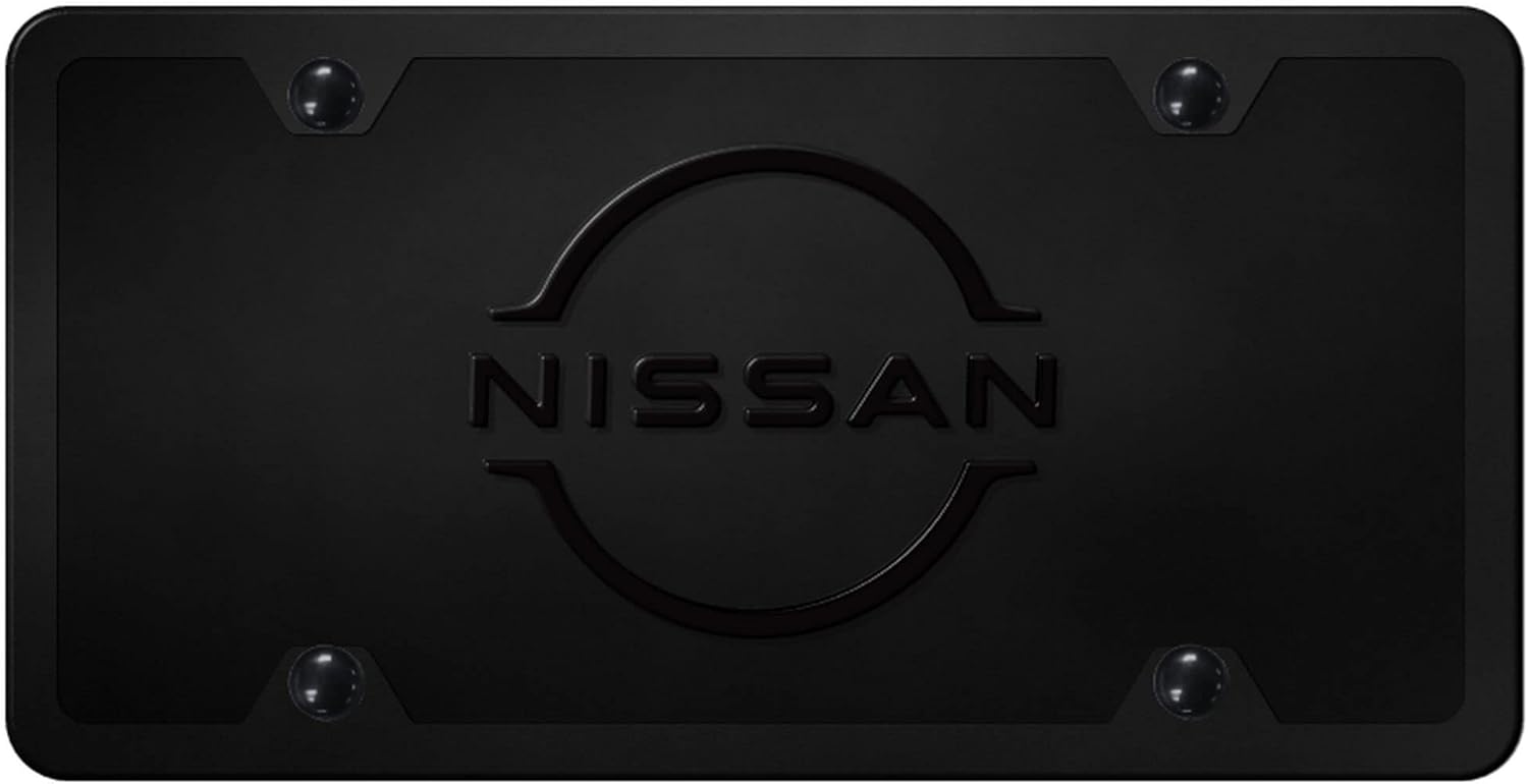 Au-TOMOTIVE GOLD Logo Acrylic License Plate Kit for Nissan (Black on Black)