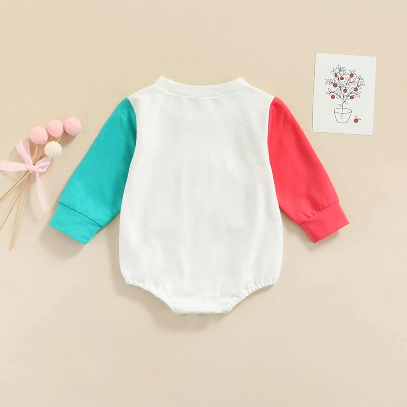 Baby Girl Boy Crewneck Sweatshirt Romper, Long Sleeve Rainbow Pullover Sweater Top Warm Fall Winter Clothes