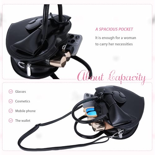 KUANG! Women's Bowknot Tote Purse Shoulder Bag Heart Crossbody Pu Leather Top Handle Handbag for Women4