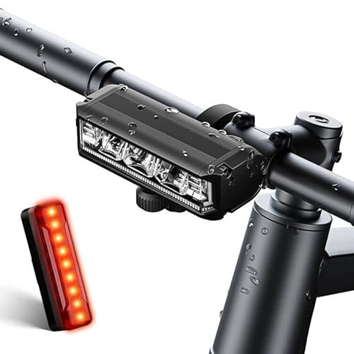 horizontal Version Bicycle lamp+Long Tail Fahrradlicht Set USB Aufladbar, LED Fahrradbeleuchtung Wasserdicht Fahrradlampe Set Vorne und Rücklicht, Fahrradlichter für Kinder und Erwachsene Cover