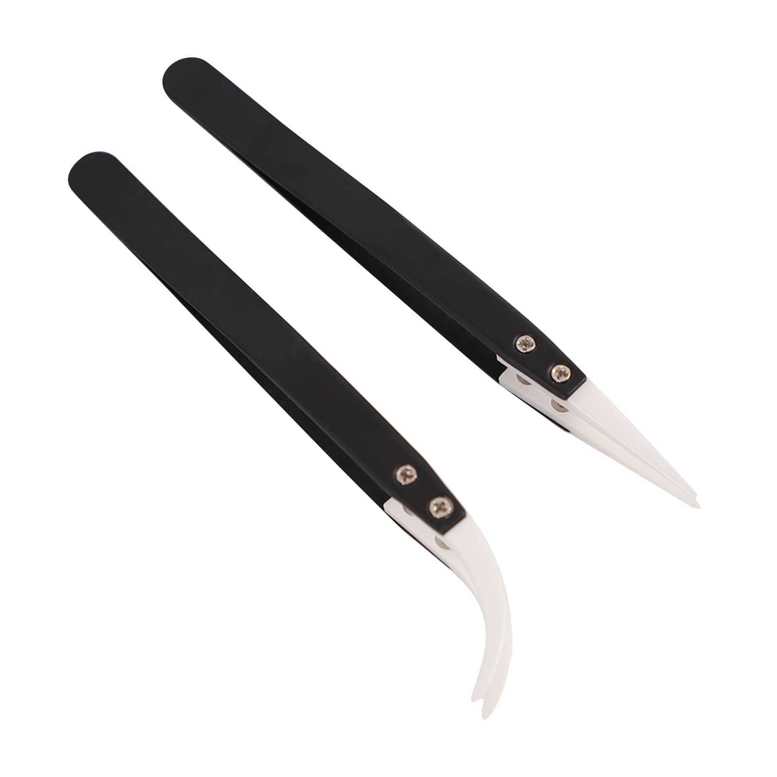 Tsophreniq 2Pieces Anti-Static Tweezers Esd Electronic Point Stainless Steel For Craft Jewelry Electronics Repair Anti-Static Set