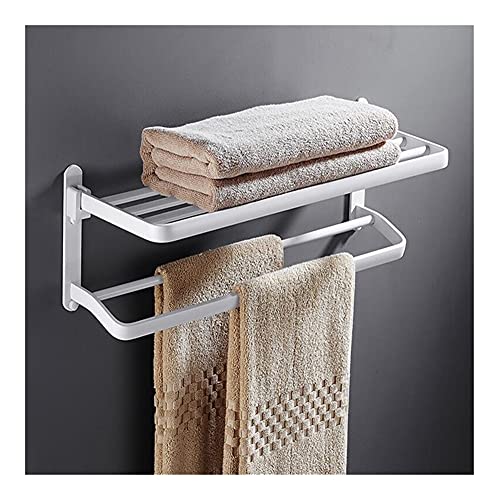 Porte-serviettes de salle de bain pliable à double suspension et crochets intégrés