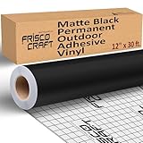 Frisco Craft Matte Black Permanent Vinyl - Black Vinyl Roll - Permanent Outdoor Vinyl, Water & Weather-Resistant with Siliconized Backing - Adhesive Vinyl, Matte Black (12' x 30ft)