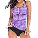 Produktbild TOPKEAL Damen Push up Badeanzug Damen Push up Bademode Schwimmanzug Bauchweg Farbverlauf Figurformenden Effekten Rückenfrei Bandeau (Lila, XX-Large)