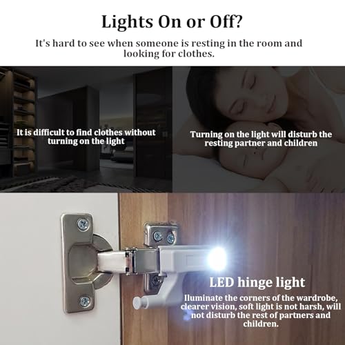 Image of Milltrip 10 Pack Cabinet Hinge LED Sensor Light, Cabinet Cupboard Hinge LED Light for Kitchen Light, Universal Cabinet Cupboard Hinge LED Light for Modern Kitchen Home (Cool White)