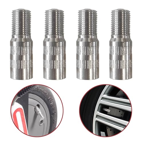 DALAETUS 4 Piezas Extensiones de Válvula Coche, Prolongadores de Válvula 27 mm, Adaptador de Extensión de Valvula con Rosca, Adaptador de Válvula Cobre para Scooter, Coche, Moto