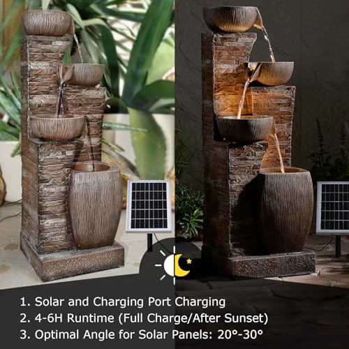 Image of 38.2 inch Tall Solar Powered Water Fountain for Outdoor