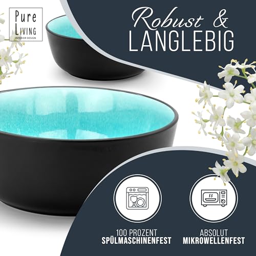 Steingut Geschirrset 6 Personen Ibiza 24-tlg. - Mediterranes Geschirr Set, Spülmaschinen-, Mikrowellen- und Kratzfest - Schüssel- und Teller Set - Essgeschirr Pure Living... – Bild 5