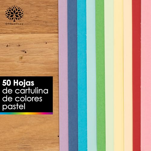 Miniatura 6 de Officetree 50x Folios De Colores Pastel A4 300g - 10 Colores - Cartulinas De Colores Pastel Para Manualidades E Impresión - Papel A4 300gr - Coloured Card Pastel