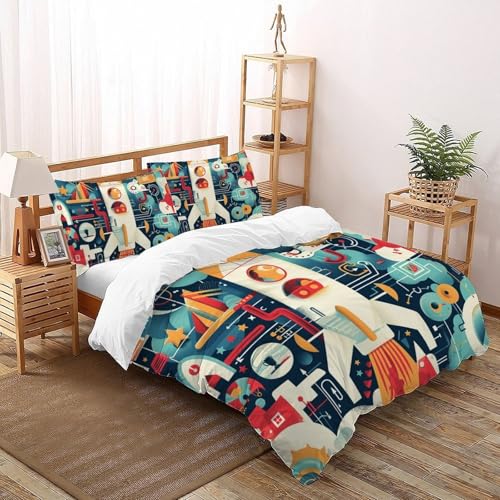 Housse de couette géométrique rocket pour lit enfant super king size avec taies - 2