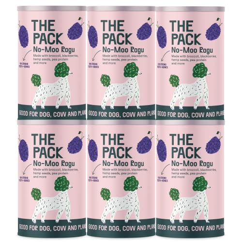 THE PACK Vegan Wet Dog Food: Nutritionally Complete wet meals - No-Moo Ragu (6 x 375g cans)
