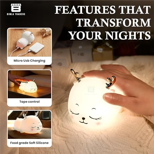 Image of Deer Night lamp for Kids, Silicone Lamp, Cute Night Lamp, Valentine Gift for Girlfriend, Birthday Gifts (Deer Lamp)