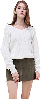 G-raphy 背中開き レディース セクシー ニット セーター 長袖 無地 シンプル 露背係 おしゃれ トップス (ホワイト)