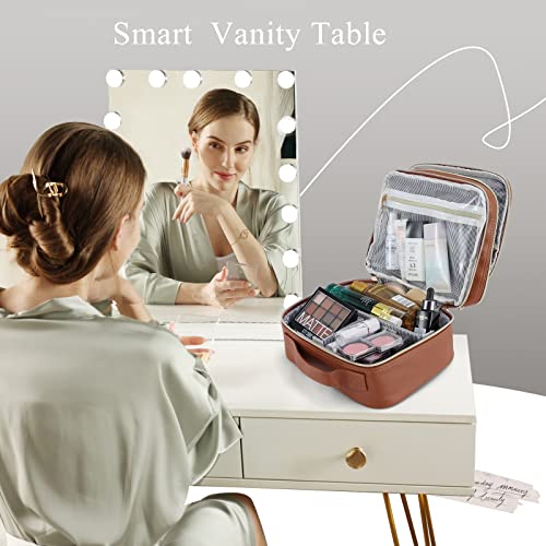 Stagiant-Large-Makeup-Bag-Double-Layer-Makeup-Case-with-Dividers-Makeup-Organizer-Bag-Cosmetic-Train-Case-for-Travel-Makeup-Brushes-Palettes-Sponge-Toiletries-Vintage-Brown