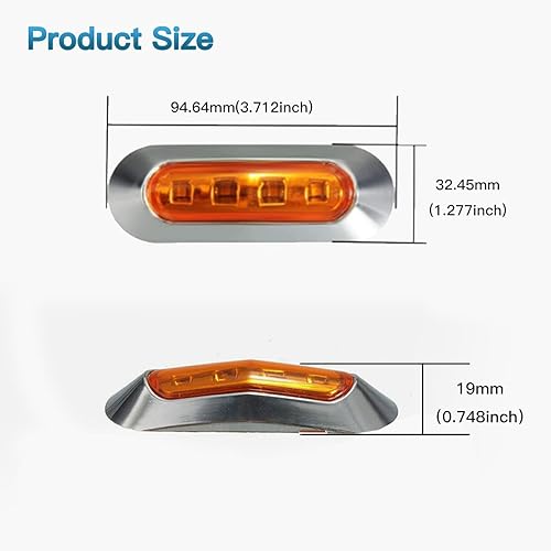 Miniatura 6 de ALFU DC12V-24V 4 - Luces Indicadoras Laterales LED lámparas de despeje traseras y delanteras luces interiores con bisel cromado universales para