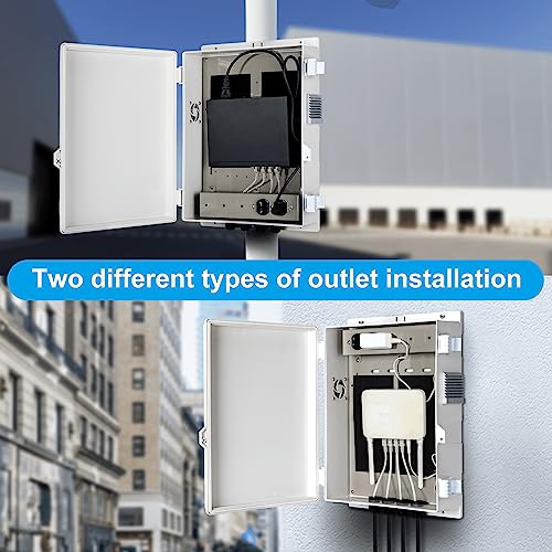 Image of Namunanee Outdoor Electrical Junction Box with High Power Outlet, ABS Water Resistant Enclosure with Internal Mounting Panel & Hinged Cover (16 inch H* 12 inch L* 4 inch W)