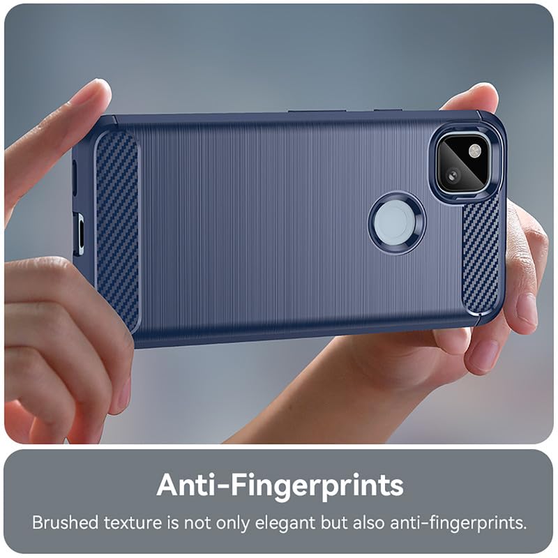 Image of Hybrid Carbon Fiber Back Case for Google Pixel 4A (Blue)