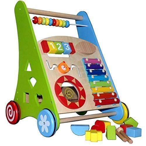 Imparare a camminare ~Activity Walker ~ Baby walker in legno con Xilofono e Holzsteckspiel