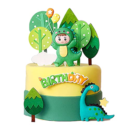 Décorations gâteau anniversaire jungle dinosaure safari : kit toppers pour baby shower enfant