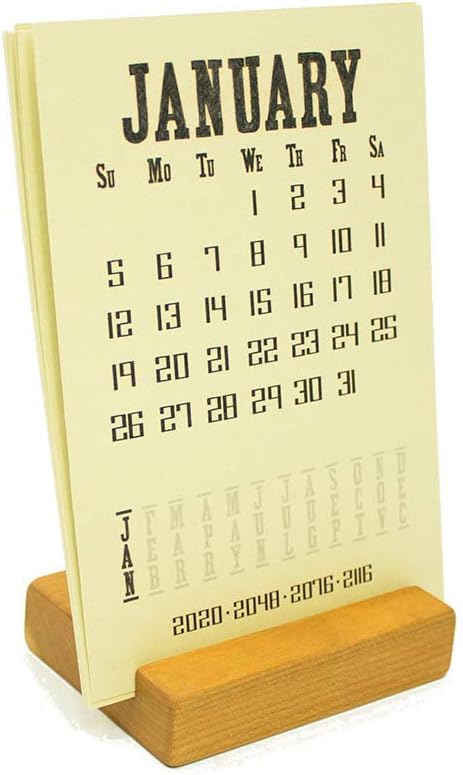 2026 Cherry Wood Block Desk Calendar Stand