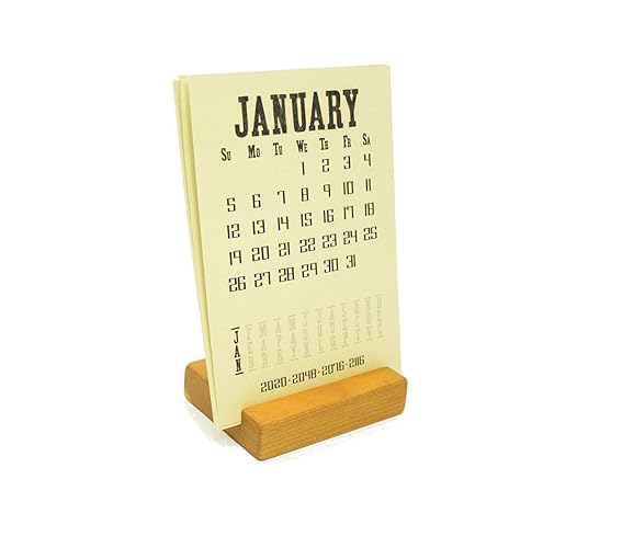 2024 Cherry Wood Block Desk Calendar Stand Handmade Products
