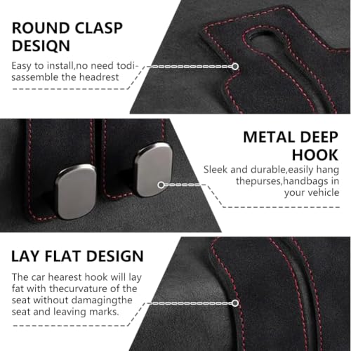 Image of Car Seat Back Organizer, Twinhook Leather Car Headrest Organizer (4, Grey) | Heavy Duty Car Seat Holder for Purses and Bags, Car Purse Hanger with Dual Hooks for Travel