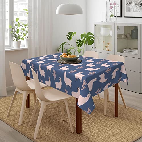 Alpaca Table Cloth Waterproof Rectangle Tablecloth Washable Party Table Cover 54X 72 Inch For Celebration Holiday Camping Picnic Blue #TOP3