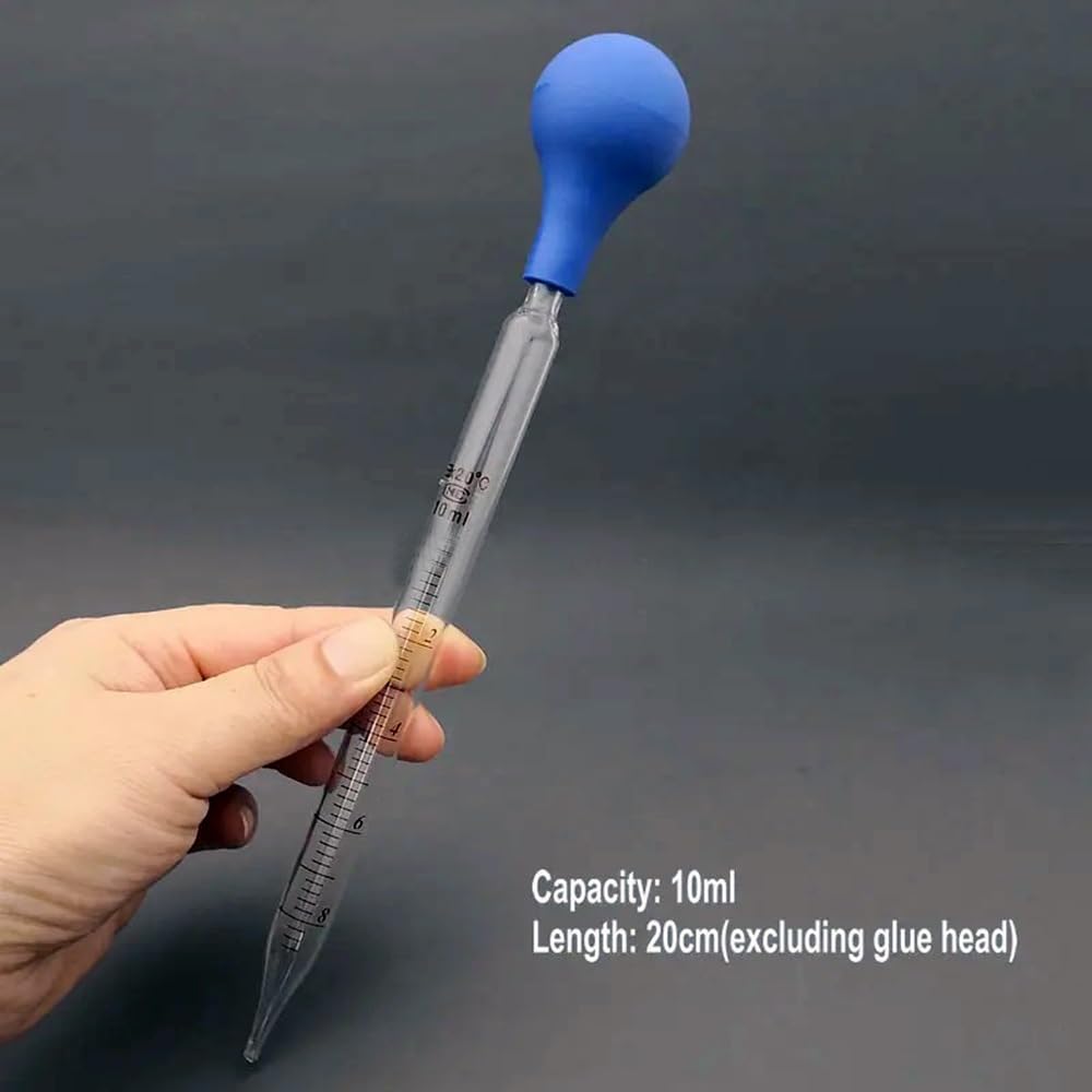 Pipeta de vidrio borosilicato, Gotero de vidrio con escala, pipeta laboratorio 1-10ml bola succión goma(3ml)