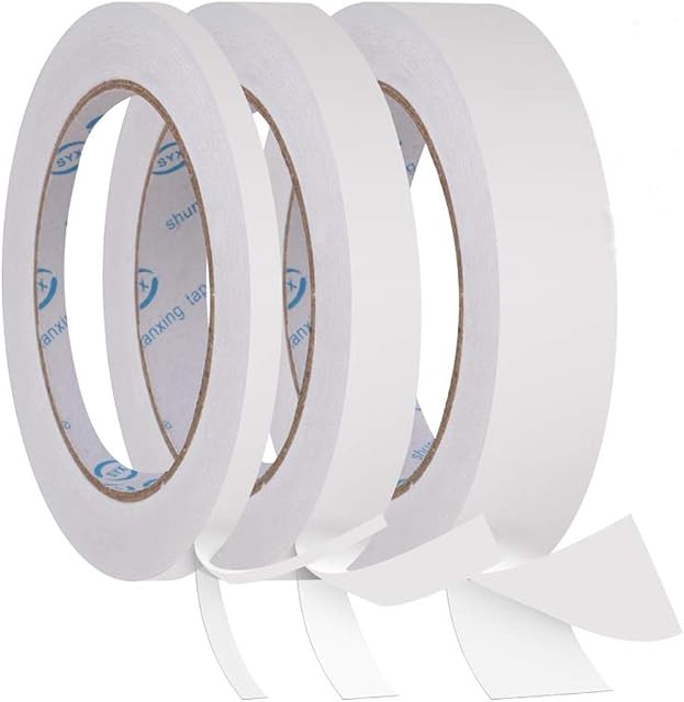 TKING 3 Rolls Double Sided Tape Strong Adhesive Double Sided Sticky Tape for DIY Arts Crafts Gifts Scrapbooks Cards Photos - Each Roll 98 Feet Long (Wide: 0.25inch / 0.5inch / 1.0inch)