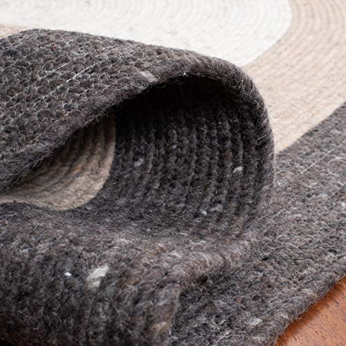 Safavieh BRD903H-4OV Braided Collection 4' X 6' Oval Charcoal/Ivory Brd903H Handmade Country Cottage Reversible Wool Entryway Foyer Living Room Bedroom Kitchen Area Rug thumb #6