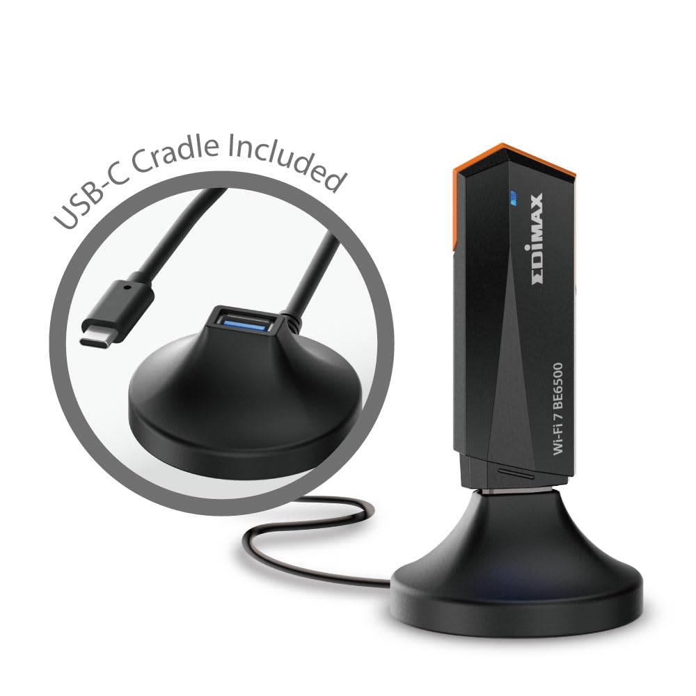 Edimax EW-7822UBE BE6500 - Adaptador WiFi de 7 bandas (USB 3.2)