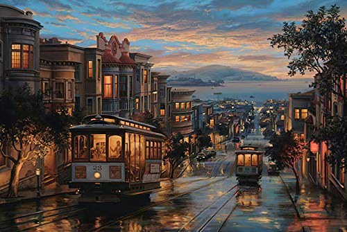 XYDXDY Puzzle 6000 Teile des Unmöglichen Puzzles Buntes Layoutspiel Großes Puzzle San Francisco Straßenbahn-Puzzle Für…