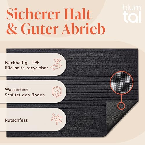 Blumtal Fußmatte 70x120 cm - rutschfeste Schmutzfangmatte - Fußabtreter mit Muster - Fußmatten Haustür - Türmatte aus Polyester - Fußmatte innen/Schmutzfangmatte außen/Floor Mat Dunkelgrau