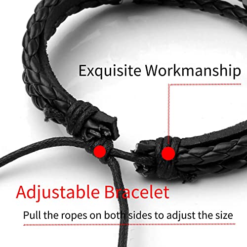 6 Piezas Pulsera de Cuero Trenzado para Hombre Punk miniatura 5