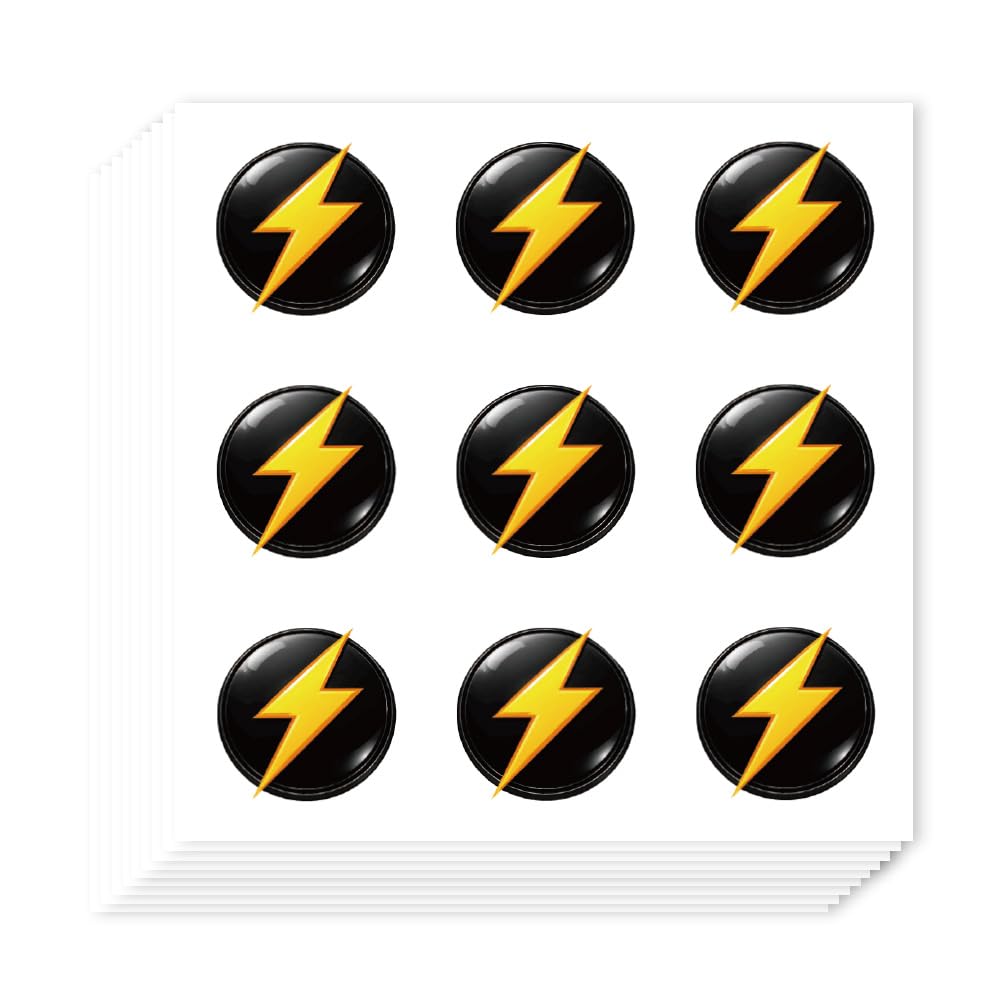 AHANDMAKER 20 Sheets Self-Adhesive Lightning Bolt Stickers, Black and Gold 3D Power Labels Stickers for Calendar Appointment Scrapbooking Crafting Party Decor