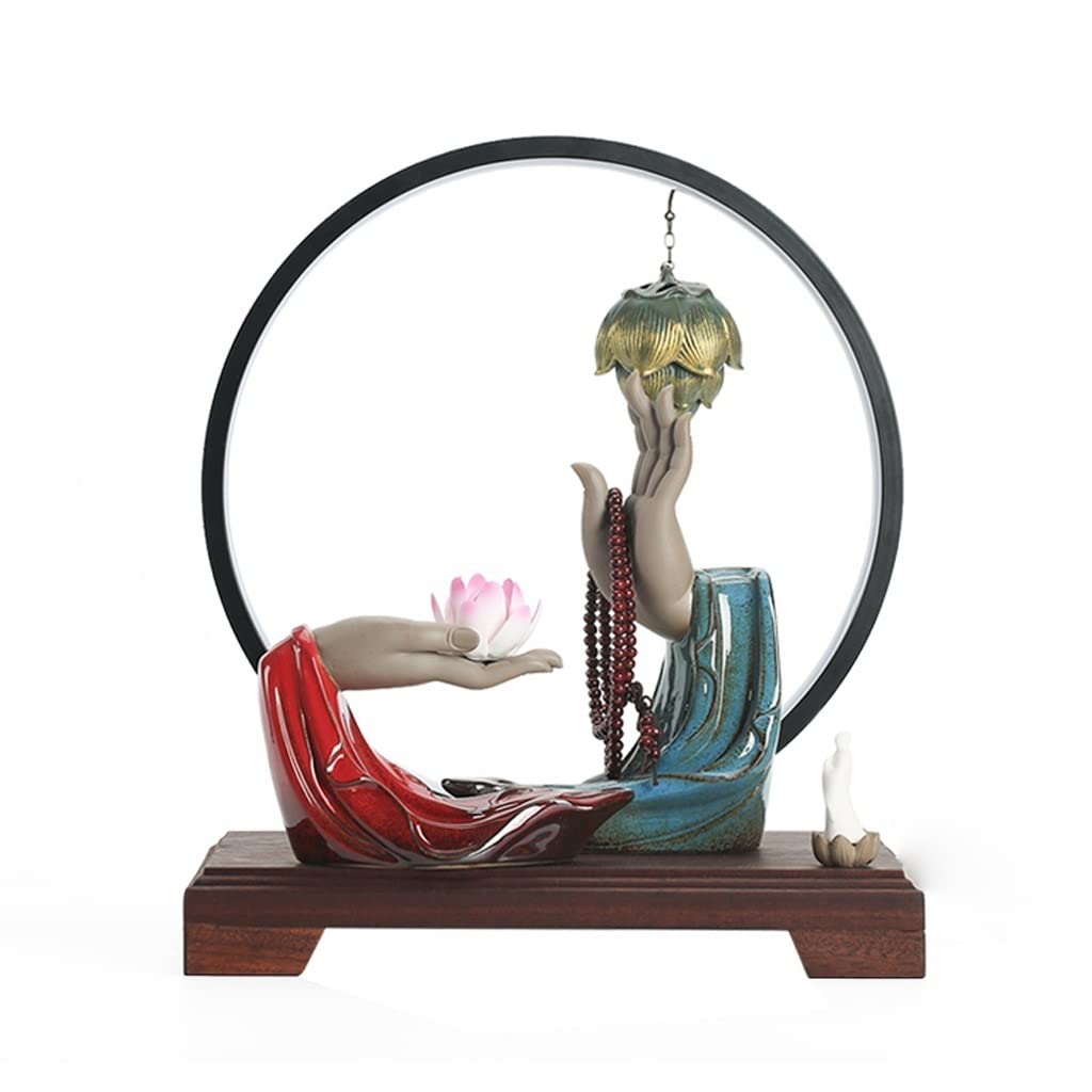 Incense Burner Ceramic Incense Burner Backflow Cone Ornamental Smoke Desktop Zen Ornaments Home Entrance Lotus Waterfall Furnace Waterfall Incense Burne