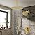 JQBQS Shower System Shower Faucet Set Rainfall Shower Set with Valve 12+6" Dual Rain Shower Head with Handheld Ceiling Mount Wall Mount Shower Head Shower System, Brushed Gold
