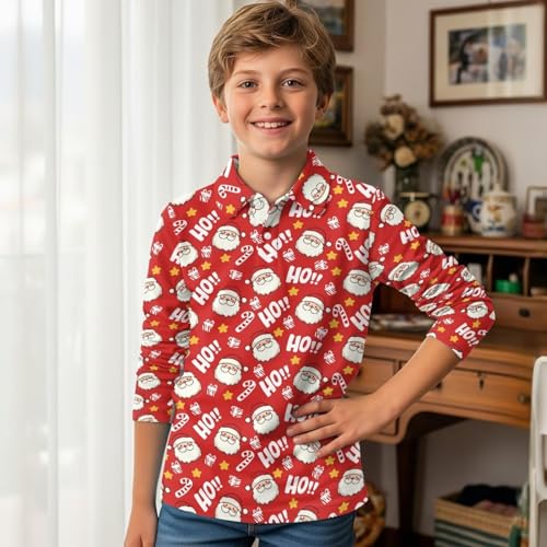 WELLFLYHOM Boys Golf Shirts 3-16T Collared School Uniform Long Sleeve Activewear Graphic Workout Tee Shirts for Fall Spring3